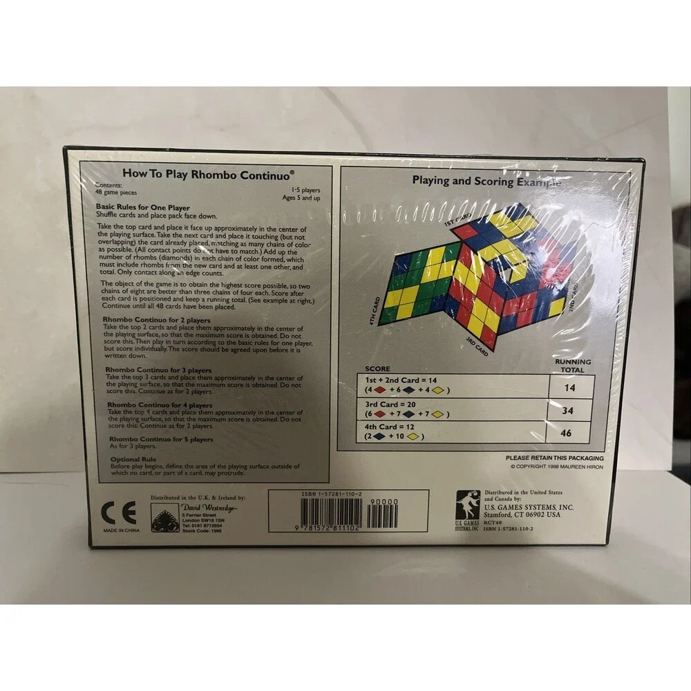 RHOMBO   Continuo Maureen Hiron 1998 Card Puzzle Game 5+ New Sealed Vintage